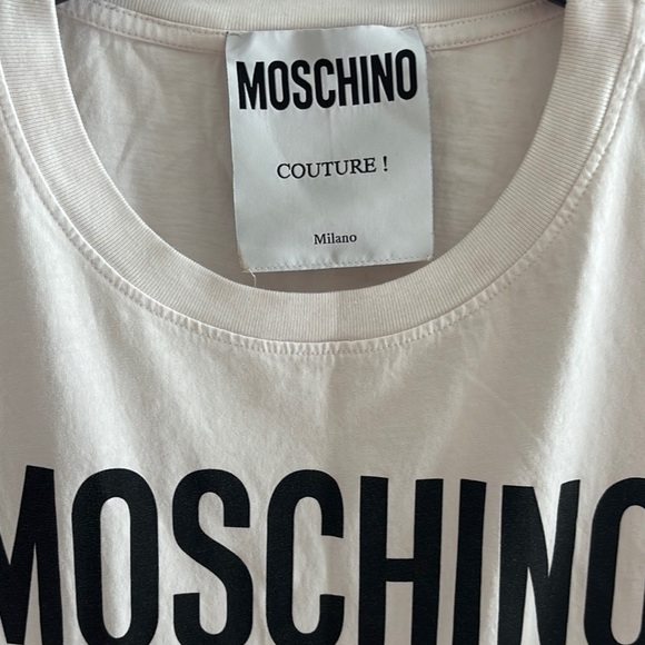 Moschino Cream T-Shirt with Black Lettering - Picture 2 of 2
